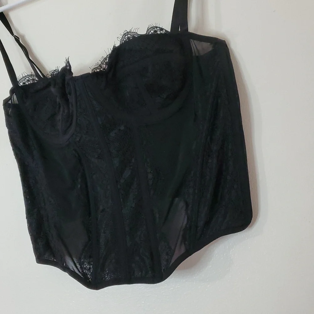 Dealmore Black Corset Tank Size Large Grunge Mesh Lace